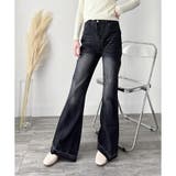 デニムライクフレアパンツ 美脚 ロング | Amulet | 詳細画像7 