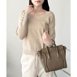 Vネック袖ボタンリブニット トップス 長袖 | Amulet | 詳細画像13 