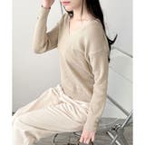 Vネック袖ボタンリブニット トップス 長袖 | Amulet | 詳細画像17 