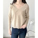 Vネック袖ボタンリブニット トップス 長袖 | Amulet | 詳細画像2 