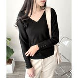 Vネック袖ボタンリブニット トップス 長袖 | Amulet | 詳細画像27 