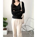 Vネック袖ボタンリブニット トップス 長袖 | Amulet | 詳細画像28 