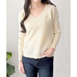 Vネック袖ボタンリブニット トップス 長袖 | Amulet | 詳細画像7 