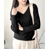 Vネック袖ボタンリブニット トップス 長袖 | Amulet | 詳細画像9 