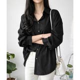 ブラック | オーバーサイズロングシャツ ロング丈 トップス | Amulet