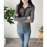 配色ハーフジップリブニット トップス 長袖 | Amulet | 詳細画像2 