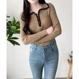 配色ハーフジップリブニット トップス 長袖 | Amulet | 詳細画像3 