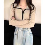 配色ハーフジップリブニット トップス 長袖 | Amulet | 詳細画像6 