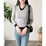 レイヤード風Vネックリブニット ニット トップス | Amulet | 詳細画像10 