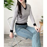 レイヤード風Vネックリブニット ニット トップス | Amulet | 詳細画像14 