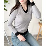 レイヤード風Vネックリブニット ニット トップス | Amulet | 詳細画像15 