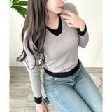 レイヤード風Vネックリブニット ニット トップス | Amulet | 詳細画像16 