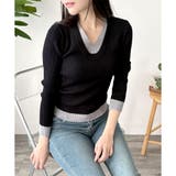 レイヤード風Vネックリブニット ニット トップス | Amulet | 詳細画像17 