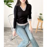 レイヤード風Vネックリブニット ニット トップス | Amulet | 詳細画像18 