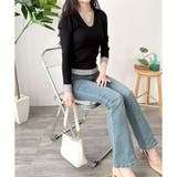 レイヤード風Vネックリブニット ニット トップス | Amulet | 詳細画像19 