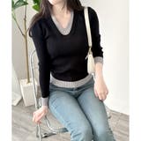 レイヤード風Vネックリブニット ニット トップス | Amulet | 詳細画像21 