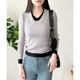 レイヤード風Vネックリブニット ニット トップス | Amulet | 詳細画像8 