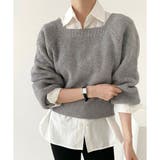 スクエアネックゆるニットセーター ニットプルオーバー リラックス | Amulet | 詳細画像16 