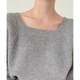 スクエアネックゆるニットセーター ニットプルオーバー リラックス | Amulet | 詳細画像24 