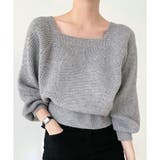 スクエアネックゆるニットセーター ニットプルオーバー リラックス | Amulet | 詳細画像7 