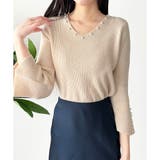 フェイクパールベルスリーブリブニット ニット トップス | Amulet | 詳細画像11 