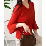 フェイクパールベルスリーブリブニット ニット トップス | Amulet | 詳細画像16 