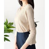 フェイクパールベルスリーブリブニット ニット トップス | Amulet | 詳細画像2 