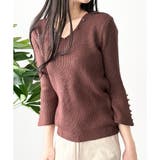 フェイクパールベルスリーブリブニット ニット トップス | Amulet | 詳細画像20 