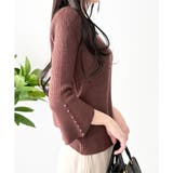 フェイクパールベルスリーブリブニット ニット トップス | Amulet | 詳細画像21 