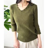 フェイクパールベルスリーブリブニット ニット トップス | Amulet | 詳細画像28 