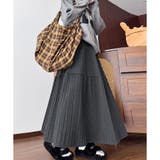 グレー | ティアードプリーツロングスカート レディース マキシ丈 | Amulet