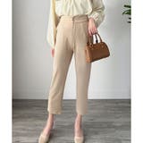 ベージュ | ダブルボタンタックスラックスパンツ レディース テーパード | Amulet
