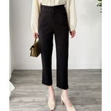 ブラック | ダブルボタンタックスラックスパンツ レディース テーパード | Amulet