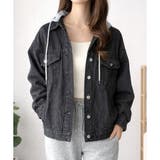 フード付きデニムライクジャケット レディース カジュアル | Amulet | 詳細画像19 