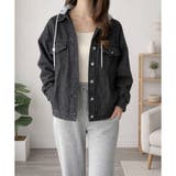 フード付きデニムライクジャケット レディース カジュアル | Amulet | 詳細画像2 