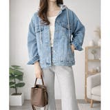 フード付きデニムライクジャケット レディース カジュアル | Amulet | 詳細画像3 