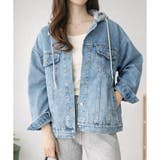 フード付きデニムライクジャケット レディース カジュアル | Amulet | 詳細画像8 