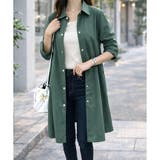 グリーン | ロング丈ライトシャツアウター レディース カジュアル | Amulet