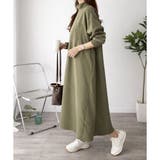 カーキ | ハイネックロングワンピース レディース カジュアル | Amulet