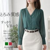 シアーVネックブラウス シフォン 透け感 | Amulet | 詳細画像1