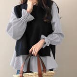 ニットベスト付きブラウス オフィス シンプル シャツ 秋 冬 レディース | Amulet | 詳細画像13 