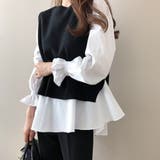 ニットベスト付きブラウス オフィス シンプル シャツ 秋 冬 レディース | Amulet | 詳細画像14 