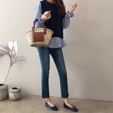 ニットベスト付きブラウス オフィス シンプル シャツ 秋 冬 レディース | Amulet | 詳細画像2 