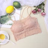 ピンクベージュ | 下着 フルレースカップ付きショートブラトップ ブラ 谷間隠し キャミソール | marcydorn