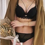 ブラック | 下着 サテン風ベースレースカバー ノンワイヤーブラ&ショーツセット | marcydorn