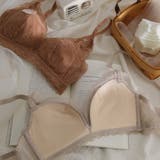 下着 くすみカラーホワイトステッチフラワー刺繍ノンワイヤーブラ&ショーツセット | marcydorn | 詳細画像3