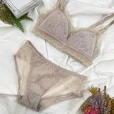 下着 くすみカラーホワイトステッチフラワー刺繍ノンワイヤーブラ&ショーツセット | marcydorn | 詳細画像5