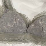 下着 くすみカラーホワイトステッチフラワー刺繍ノンワイヤーブラ&ショーツセット | marcydorn | 詳細画像9