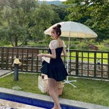 水着 透け感フラワーレースパフスリーブワンピース水着 スカート付き2点セット | marcydorn | 詳細画像7