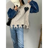 デニム切り替えニット セーター ダメージ加工 トップス | marcydorn | 詳細画像19